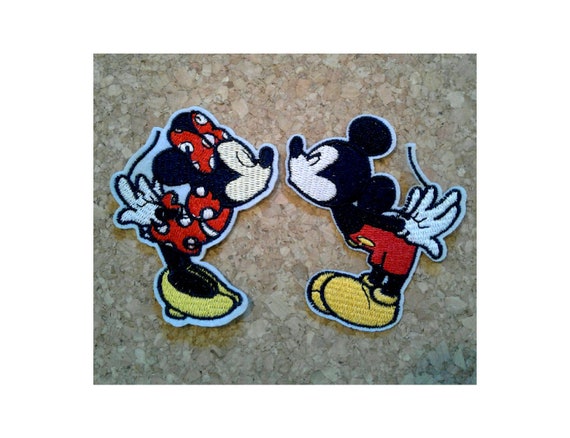 Mickey Minnie Mouse Kiss Valentine S Day Embroidered Etsy