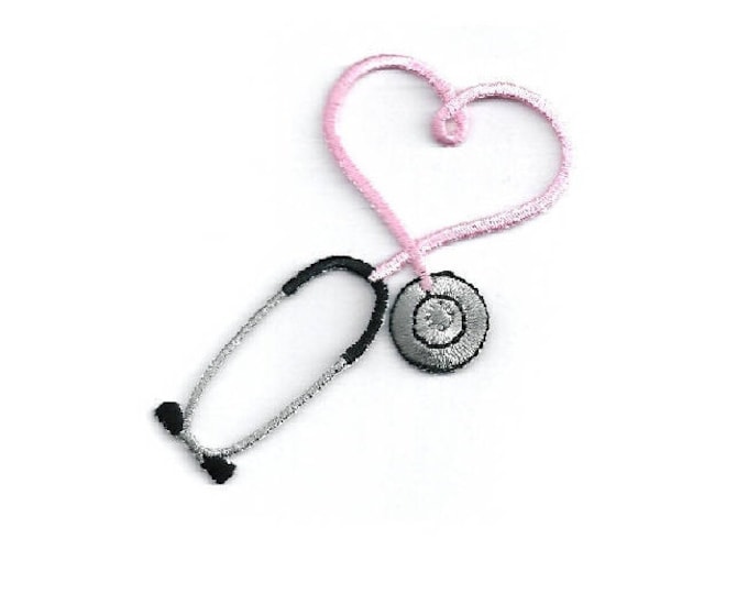 Embroidered Light Pink Stethoscope Iron on Applique Patch Etsy