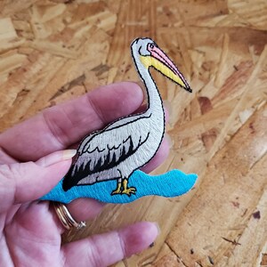 Pelican - Bird - Beach - Fish - Crafts - Embroidered Iron On Applique Patch