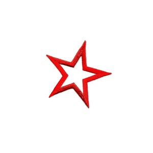 Stars - Open Star - Red - Christmas - Patriotic - Embroidered Red Stars Iron On Patches - Set Of 12 -  7/8&quot;