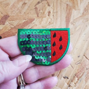 Watermelon - Fruit - Picnic - Sequin/Embroidered Iron On Applique Patch - Summer Crafts