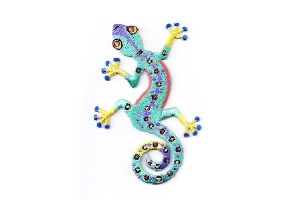 Gecko Lizard SMALL Embroidered Iron On Patches Southwestern PR