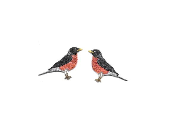 Bird R Bird Watching American Red Robin Embroidered Iron On Patch