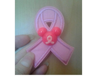 Breast Cancer Awareness Pin Brooch - Mickey Mouse -  Hope - Pink - Embroidered Jewlery