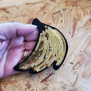 Banana - Fruit - Sequin Iron On Applique Patch