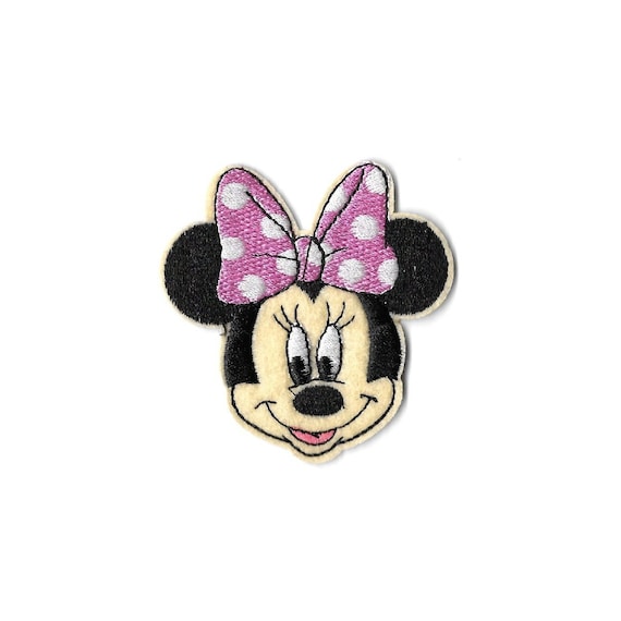 Minnie Mouse Cartoon Pink & White Bow Embroidered Iron on Patch