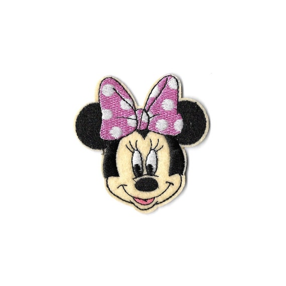 Minnie Mouse Cartoon Pink & White Bow Embroidered Iron on Patch