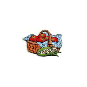 Gardening - Farming - Vegetables - Country Basket - Iron On Applique Patch  - Home Crafts