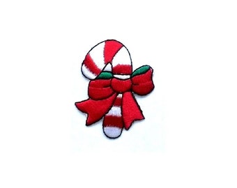 Candy Cane Applique Patch - Christmas Treat, Bow 2.25" (3-Pack, Iron O - Foto 12