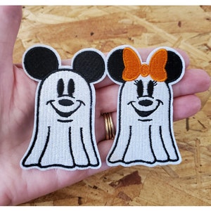 Mickey Minnie Mouse - Halloween - Ghosts - Embroidered Iron On Applique Patch - Crafts - 2PC