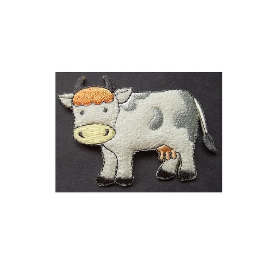 Cow Terry & Embroidered Iron On Applique Patch Dairy Baby Farm Cow Terry & Embroidered Iron On Applique Patch Dairy Baby Farm