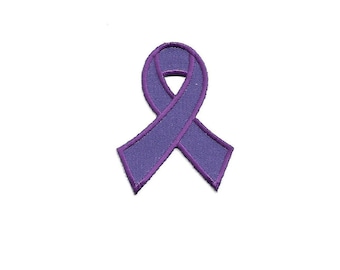 Purple Awareness Ribbon - Pancreatic Cancer - Lupus - Embroidered Iron On Patch