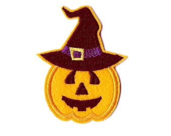 Jack-O-Lantern - Witch - Witch's Hat - Halloween - Pumpkin - Embroidered Iron On Patch