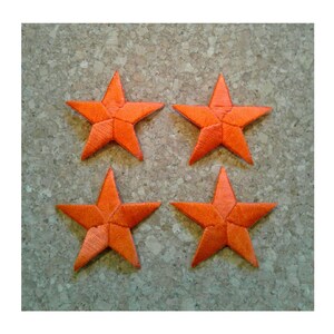 Stars - Star - Orange - Embroidered Iron On Patch - School Crafts - Crafts, Costumes, School, Awards, Sports - Set Of 4 -  2 3/8&quot;