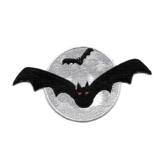 BAT HALLOWEEN BLACK BAT W//EMBROIDERED DETAILS IRON ON PATCH