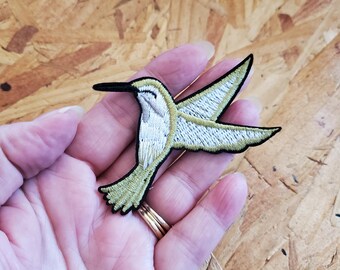Bird - Hummingbird - Spring - Garden - Embroidered Iron On Applique Patch