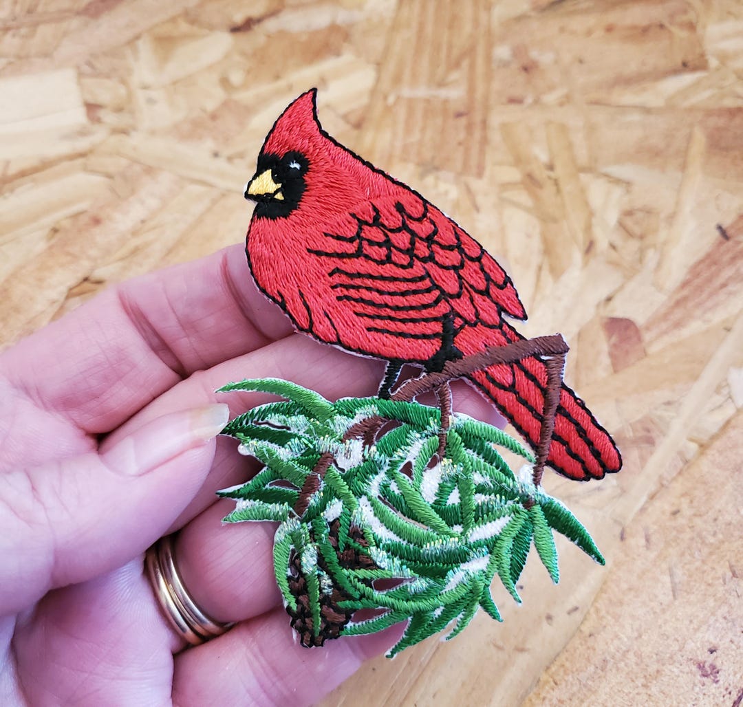 Cardinal - Bird - Winter - Snow - Embroidered Iron on Applique Patch - Etsy