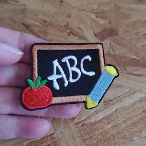 School - Blackboard - Teacher - Reading - English - Apple - Iron On Applique Patch
