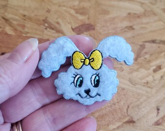 Bunny - Rabbit - Easter - Spring - Light Blue - Soft Embroidered Iron On Patch