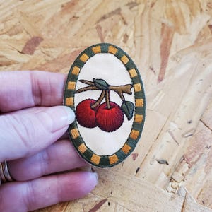 Cherries - Fruit - Garden - Kitchen - Embroidered Iron On Applique Patch  - Crafts