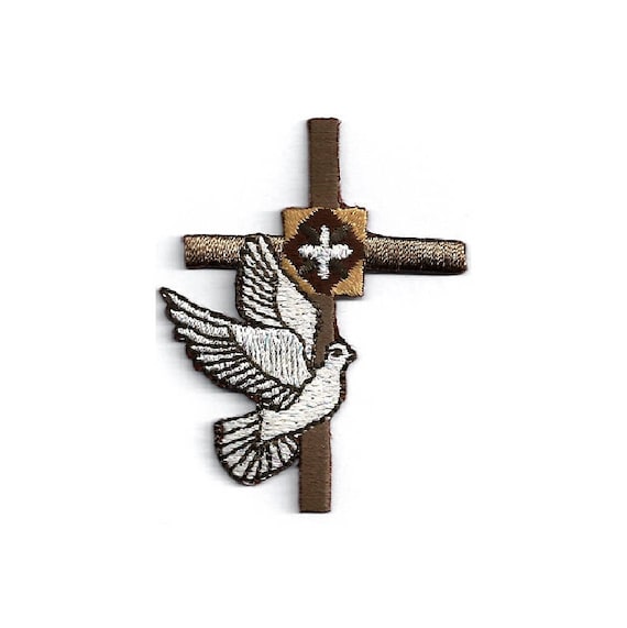 Bible And Doves Embroidered Iron On Patch