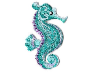 Seahorse - Ocean - Beach - Turquoise - Embroidered Iron On Applique Patch