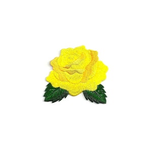 Rose - Yellow - Gardening - Flower - Rose Bloom - Spring - Mother&#39;s Day - Embroidered Iron On Applique Patch Crafts - L