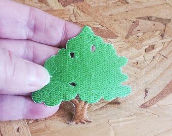 Tree - Green - Go Green - Nature - Forest - Fully embroidered Iron On Applique Patch