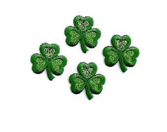 SHAMROCK LOVE ~ St. Patrick's Day - Irish - Embroidered Iron On Applique Patch - Set Of Four SMALL 1"