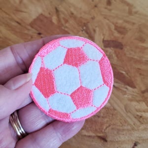 Soccer Ball Iron On Patch - Sports - Soccer Mom - 2&quot; NEON Pink & White Iron On Patch