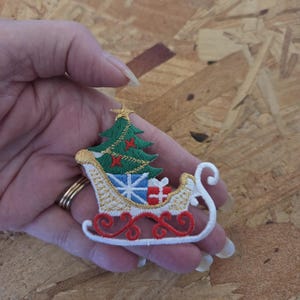 Christmas - Christmas Sleigh - Santa - Christmas Tree - Embroidered Iron On Applique Patch