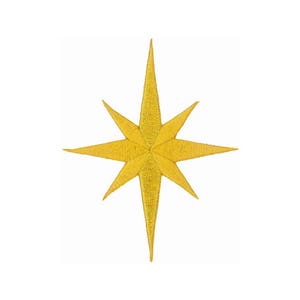 4&quot;H - Christmas - Nativity - Star- Liturgical - Vestment - Banners -Embroidered Iron On Applique Emblem Patch - Yellow Gold Rayon