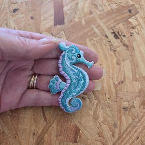 Seahorse - Ocean - Beach - Turquoise - Embroidered Iron On Applique Patch
