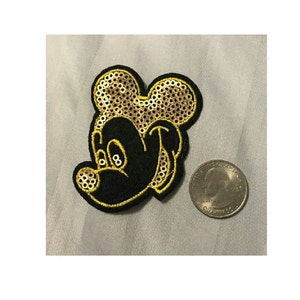 Mickey Mouse - Cartoon - Gold Sequin Iron On Applique Patch