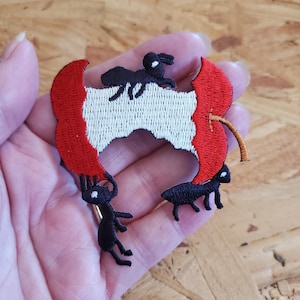 Apple - Ants - Picnic - BBQ - Food - Embroidered Iron On Applique Patch