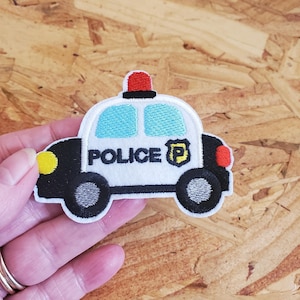 Police - Police Car - Serve & Protect - Vehicles - Embroidered Iron On Patch  - Crafts - BLK