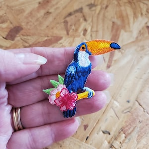 Bird - Toucan - Tropical - Cruise - Colorful Embroidered Iron On Applique Patch - 2.25&quot;H