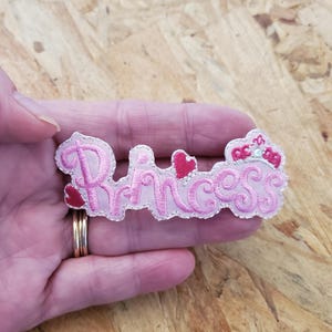 Princess - Pink - Girl - Heart - Love - Crown - Embroidered Iron On Applique Patch