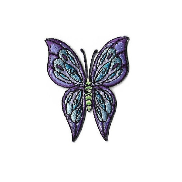 Butterfly - Insect - Purple & Blue - New Life - Full View - Embroidered Iron On Patch