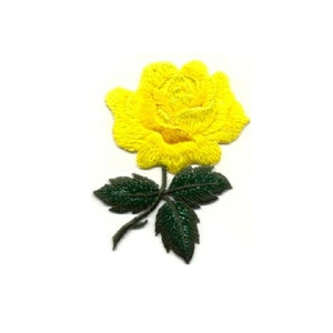 Rose - Flower - Garden - Single Yellow Rose - Love - Embroidered Iron On Applique Patch - Mother&#39;s Day Crafts