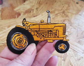 Tractor - Farm - Farming - Farmer - Orange Embroidered Iron On Patch Applique Patch - Crafts - Shirt Logo