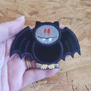 Bat - Black - Vampire - Halloween - Gothic - Embroidered Iron On Patch