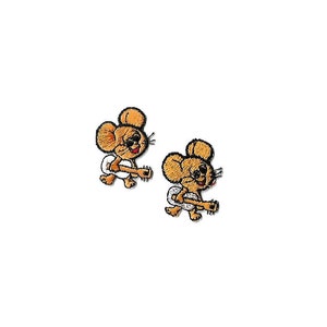 Mice - Mouse - Music - Guitar - Embroidered Iron On Patch - Set Of 2 - YW