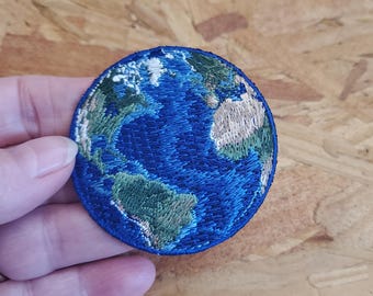 Earth - World - Planet - Earth Day - Mother Earth - Nature - Embroidered Iron On Patch - A