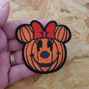 Minnie Mouse - Halloween - Pumpkin - Embroidered Iron On Applique Patch - Crafts -