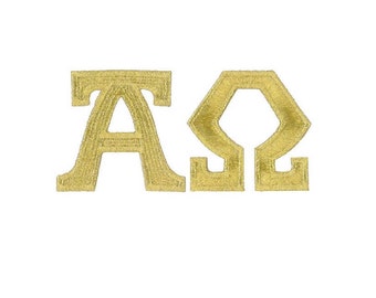 Alpha & Omega - Vestment - Liturgical - Church Ministry - Christian - Banners - Altar - Gold Metallic Embroidered Iron On Patch - 2PC