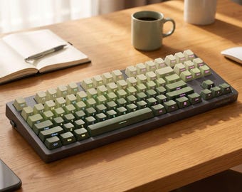 Set di tasti verdi, tasti PBT a doppia iniezione, tasti retroilluminati RGB, stampati lateralmente
