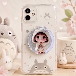 Totoro MagSafe telefongrepp, anime Kindle-grepp, present till henne, kawaii-kanintelefonstativ, Totoro Kobo-grepp, boklig present, Studio Ghibli-grepp