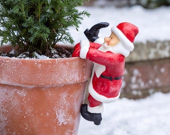 Decoración navideña para pared con maceta, maceta colgante de Papá Noel y muñeco de nieve, regalo navideño para amantes de las plantas.