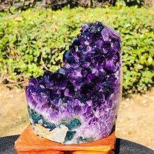 Large Natural Amethyst Geode Cluster, Purple Druzy Crystal Specimen, Third-Eye Chakra Stone (120x100x85mm)
